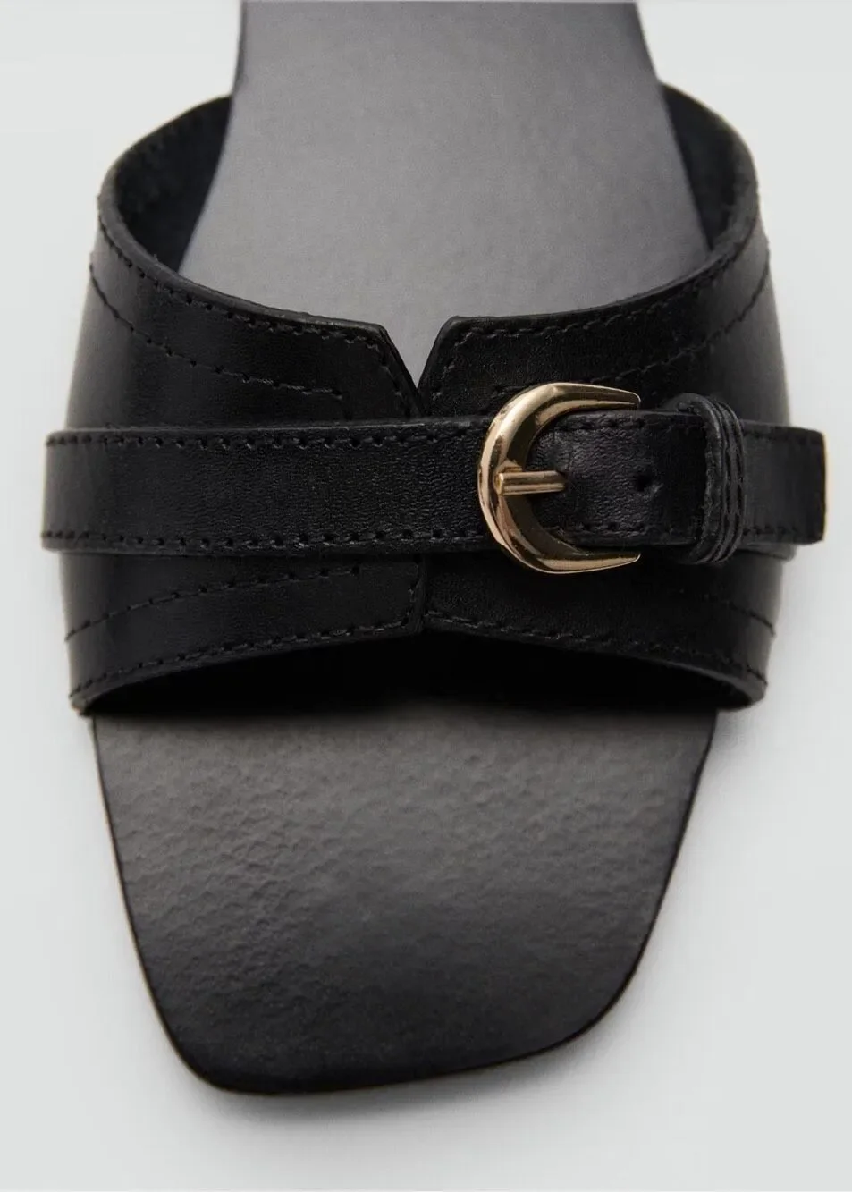 MNG by Mango Women's Buckle Leather Sandals Open Toe Black Size 39 NEW